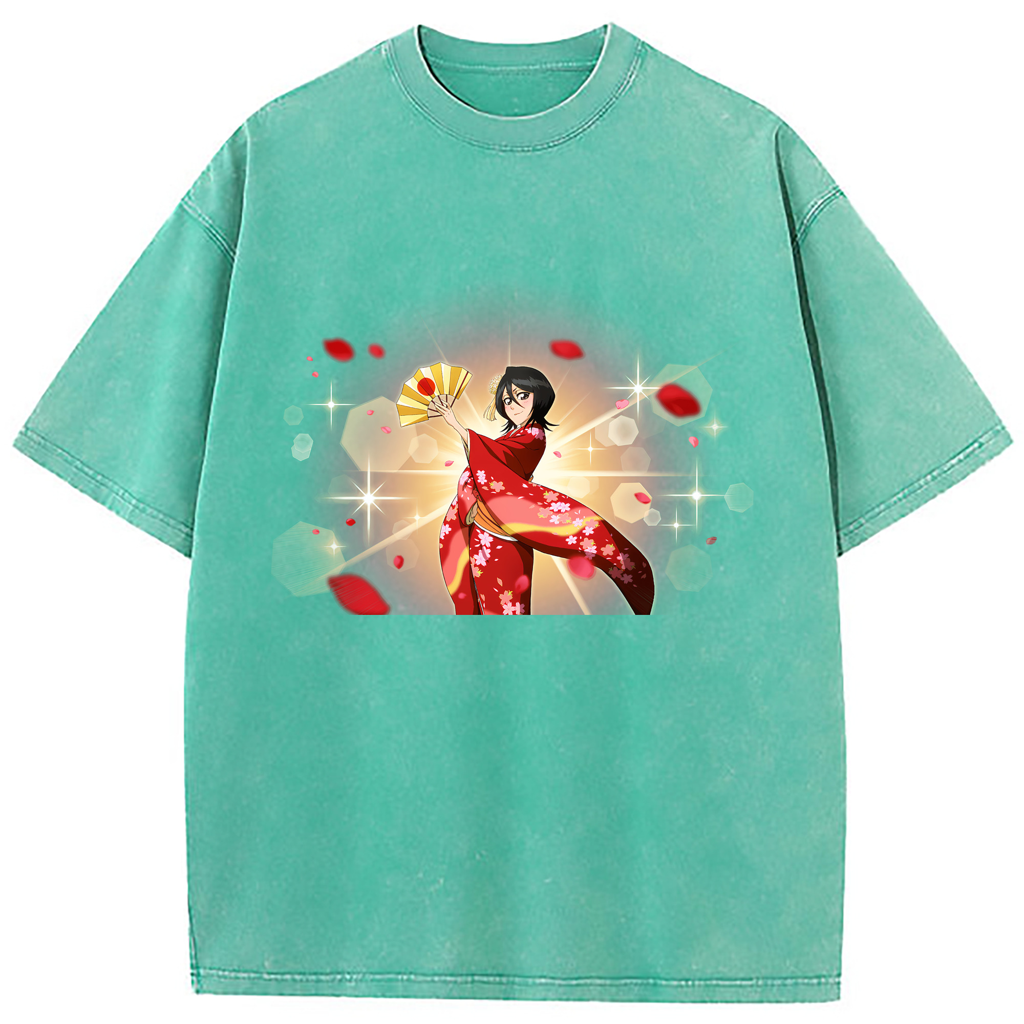 （画像用） ブリーチ 朽木ルキア BLEACH Kuchiki Rukia 綿100% ヴィンテージ風 半袖Tシャツ（フロントプリント）